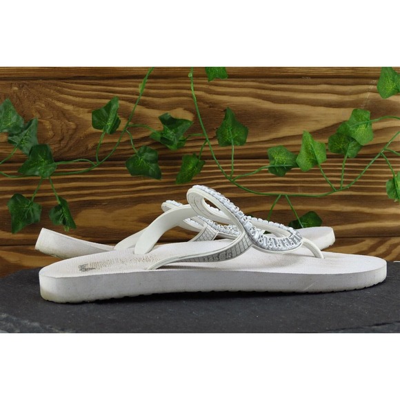 Sanuk‎ Sz 8 M White Flip Flop Synthetic Women Sandals - Picture 4 of 7